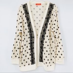 SPOILED Women’s polka dot zip cardigan size extra large